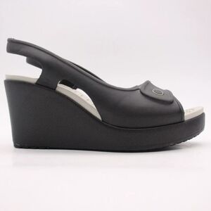 Crocs Havana Women's Size 10 Black Wedge Sandals Slingback Open Toe Comfort Shoe